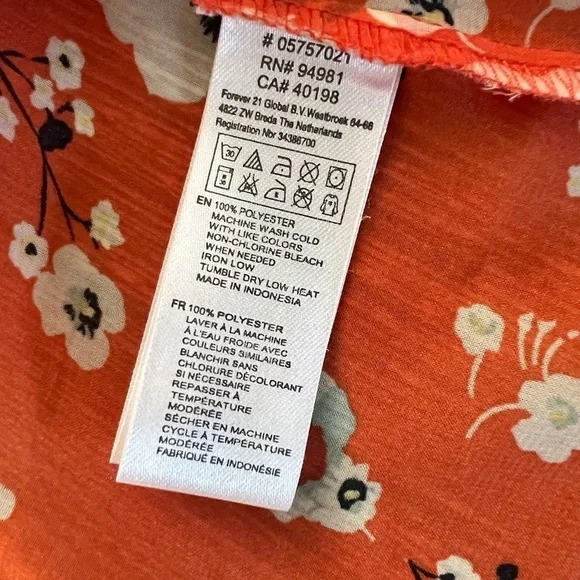 Orange floral print tunic top. Lightweight sz M - Picture 4 of 8